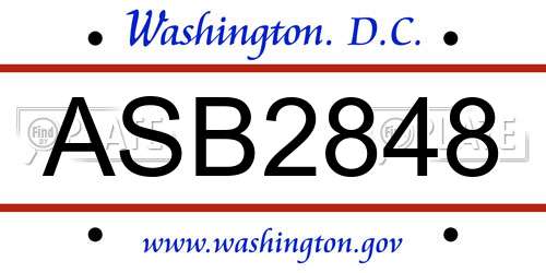 ASB2848 District Of Columbia License Plate