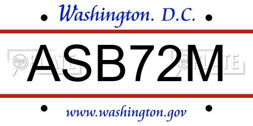 ASB72M District Of Columbia License Plate