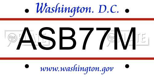 ASB77M District Of Columbia License Plate