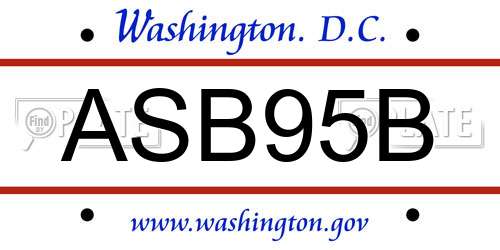 ASB95B District Of Columbia License Plate