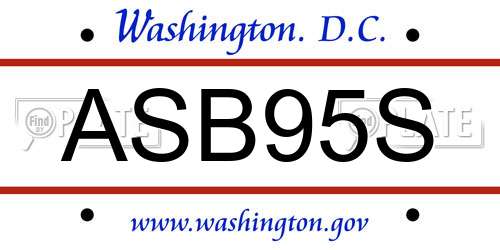 ASB95S District Of Columbia License Plate