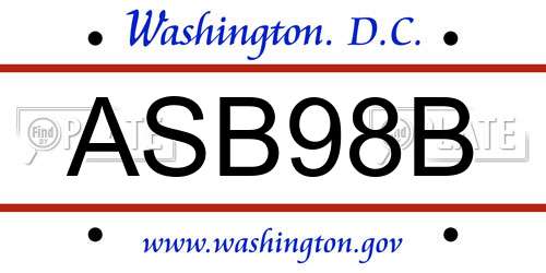 ASB98B District Of Columbia License Plate
