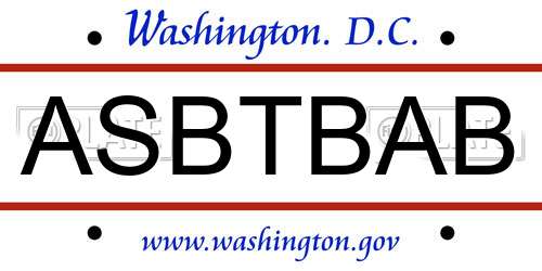 ASBTBAB District Of Columbia License Plate