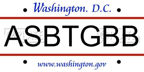 ASBTGBB District Of Columbia License Plate