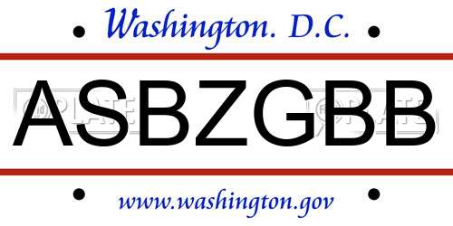 ASBZGBB District Of Columbia License Plate