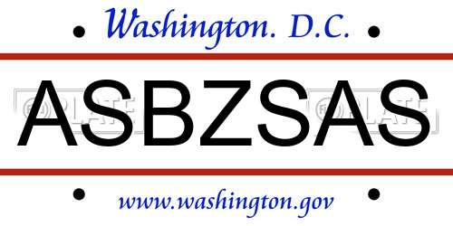 ASBZSAS District Of Columbia License Plate