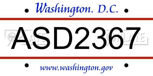 ASD2367 District Of Columbia License Plate