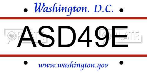 ASD49E District Of Columbia License Plate