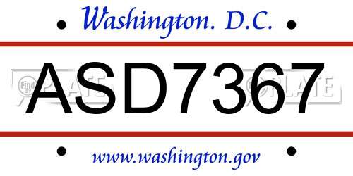 ASD7367 District Of Columbia License Plate