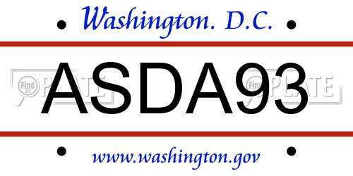 ASDA93 District Of Columbia License Plate