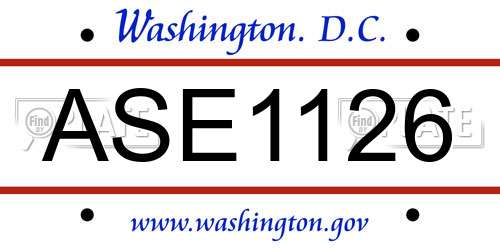 ASE1126 District Of Columbia License Plate