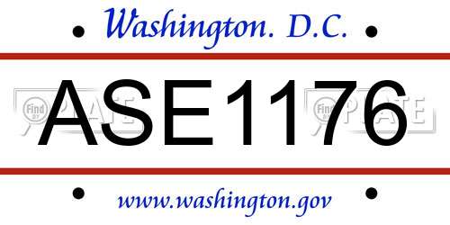 ASE1176 District Of Columbia License Plate