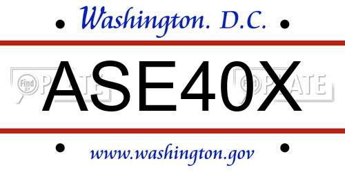 ASE40X District Of Columbia License Plate