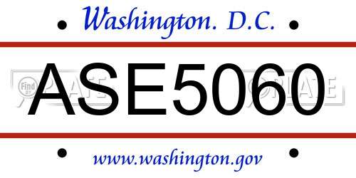 ASE5060 District Of Columbia License Plate