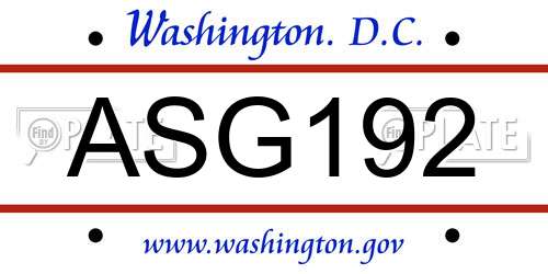 ASG192 District Of Columbia License Plate