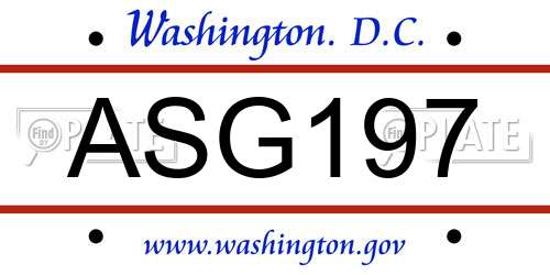 ASG197 District Of Columbia License Plate