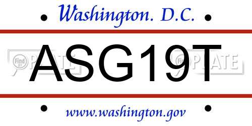 ASG19T District Of Columbia License Plate