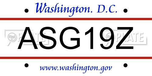 ASG19Z District Of Columbia License Plate