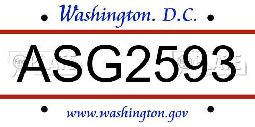 ASG2593 District Of Columbia License Plate