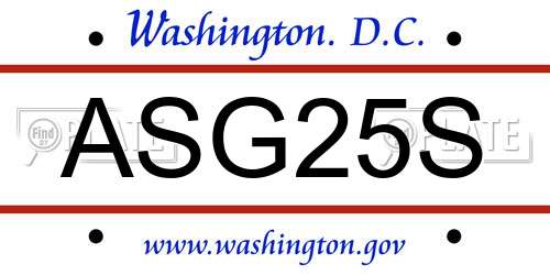 ASG25S District Of Columbia License Plate