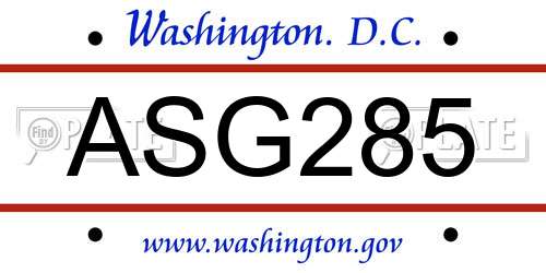 ASG285 District Of Columbia License Plate