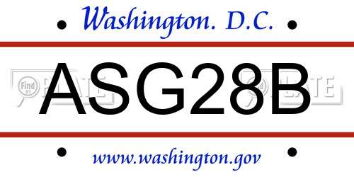 ASG28B District Of Columbia License Plate
