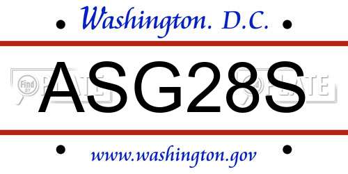 ASG28S District Of Columbia License Plate