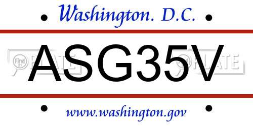 ASG35V District Of Columbia License Plate