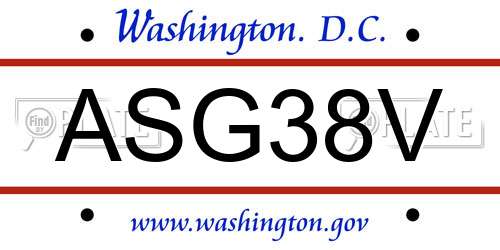 ASG38V District Of Columbia License Plate