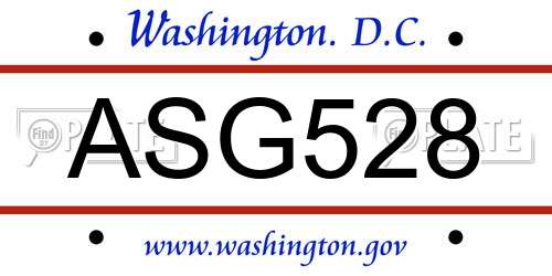 ASG528 District Of Columbia License Plate