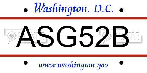 ASG52B District Of Columbia License Plate