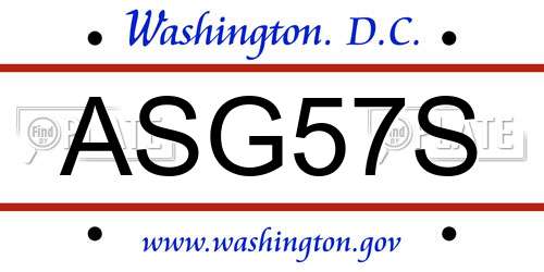 ASG57S District Of Columbia License Plate