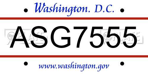 ASG7555 District Of Columbia License Plate