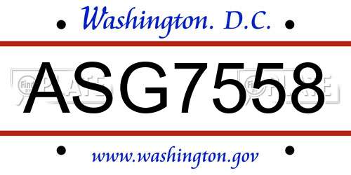 ASG7558 District Of Columbia License Plate