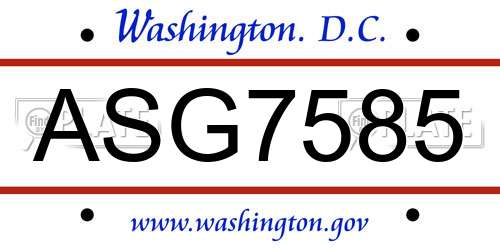 ASG7585 District Of Columbia License Plate