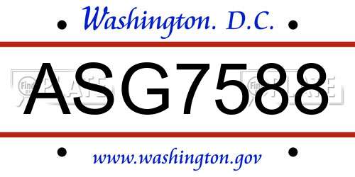 ASG7588 District Of Columbia License Plate