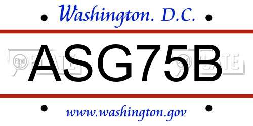 ASG75B District Of Columbia License Plate