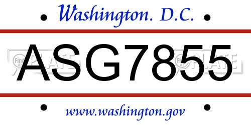 ASG7855 District Of Columbia License Plate