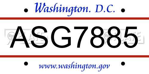 ASG7885 District Of Columbia License Plate