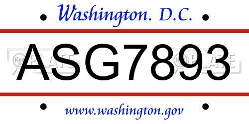 ASG7893 District Of Columbia License Plate