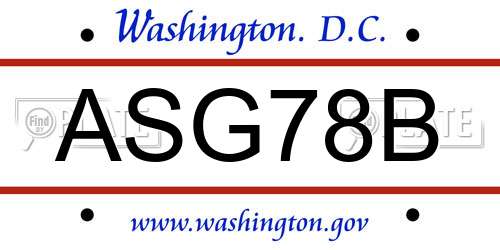 ASG78B District Of Columbia License Plate