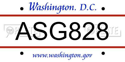 ASG828 District Of Columbia License Plate