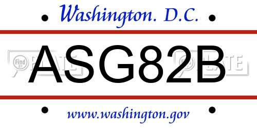 ASG82B District Of Columbia License Plate