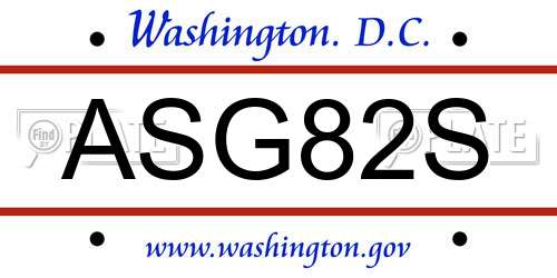 ASG82S District Of Columbia License Plate
