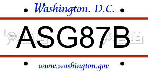 ASG87B District Of Columbia License Plate