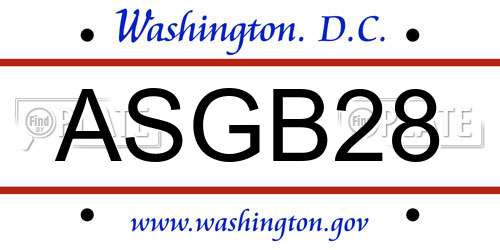 ASGB28 District Of Columbia License Plate
