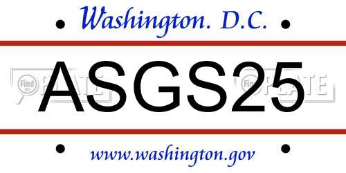 ASGS25 District Of Columbia License Plate