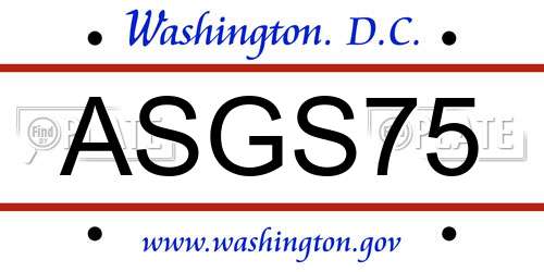 ASGS75 District Of Columbia License Plate