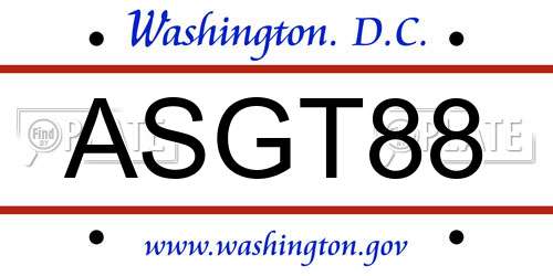 ASGT88 District Of Columbia License Plate