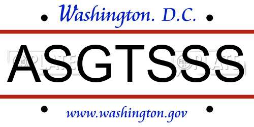 ASGTSSS District Of Columbia License Plate